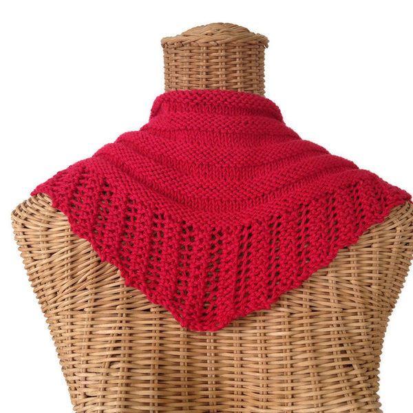 Lacy Knit Scarf Cotton Wool Red