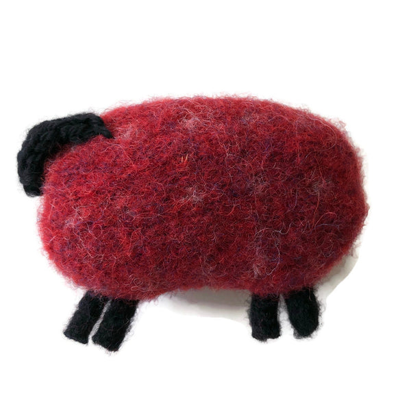 Felted Sheep Hand Warmers Red