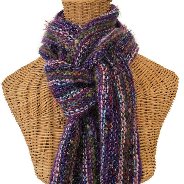 Hand Knit Scarf Purple FUSION