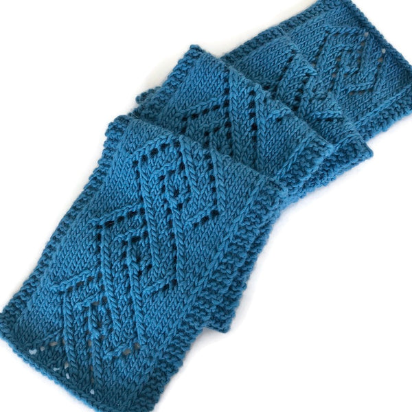Hand Knit Scarf Blue Slate