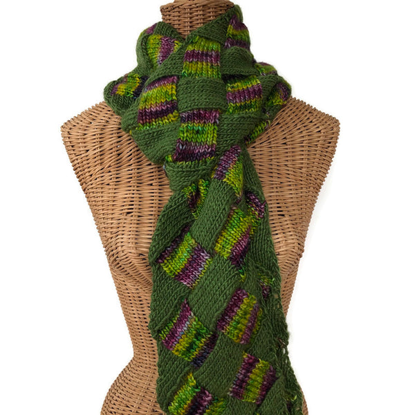 Entrelac Scarf Green