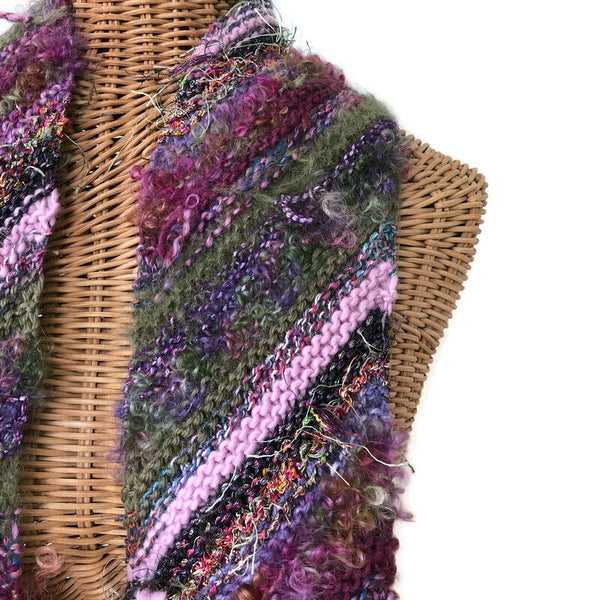 Boho Style Scarf Mauve Bias Knit