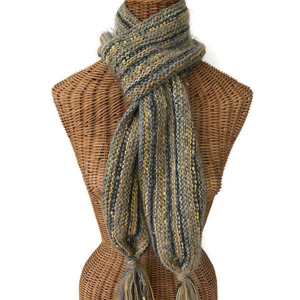 Hand Knit Scarf Gray FUSION