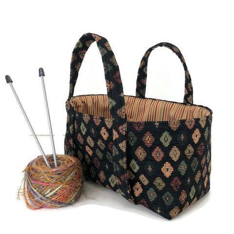 Black small project knitting bag