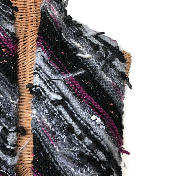 Boho Style Scarf Black Bias Knit
