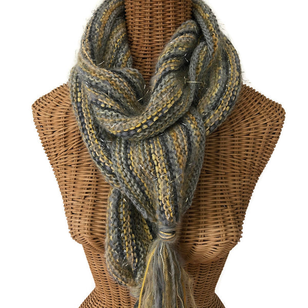 Hand Knit Scarf Gray FUSION