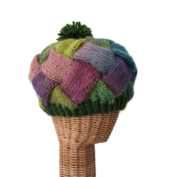 Entrelac Hat Vibrant Green
