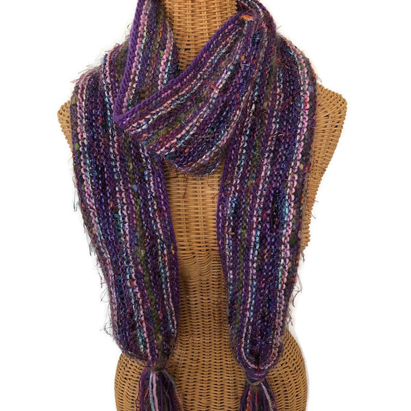 Hand Knit Scarf Purple FUSION