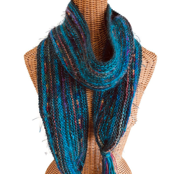 Hand Knit Scarf Teal FUSION