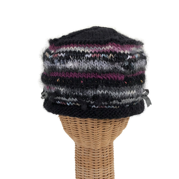 black hand knit beanie