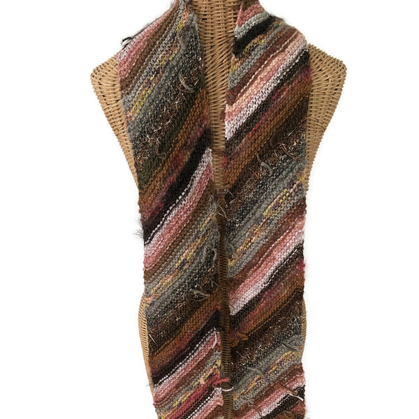 Boho Style Scarf Brown Bias Knit