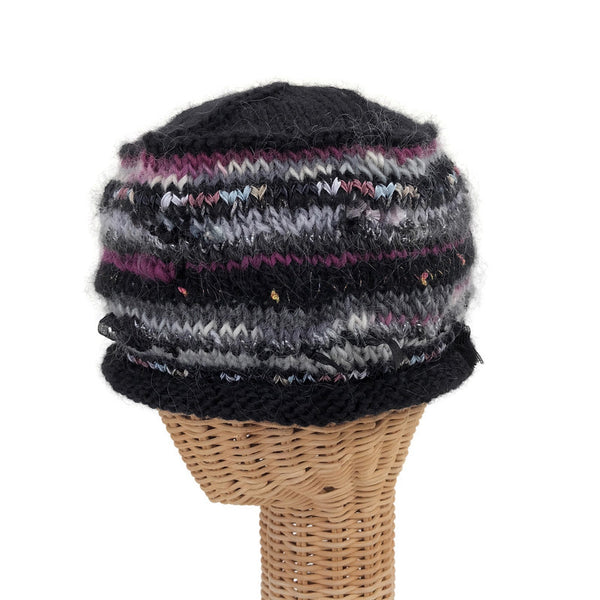 black hand knit beanie