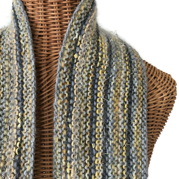 Hand Knit Scarf Gray FUSION