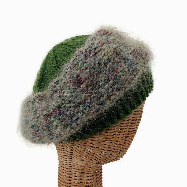 Beret Hat Green Mohair