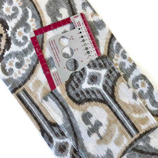Hanging Circular Needle Organizer Gray and Yellow Ikat