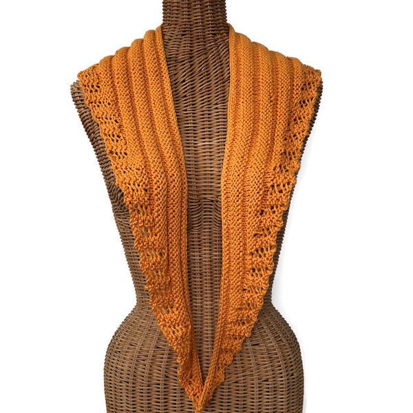 Lacy Knit Scarf Cotton Wool Mustard Yellow
