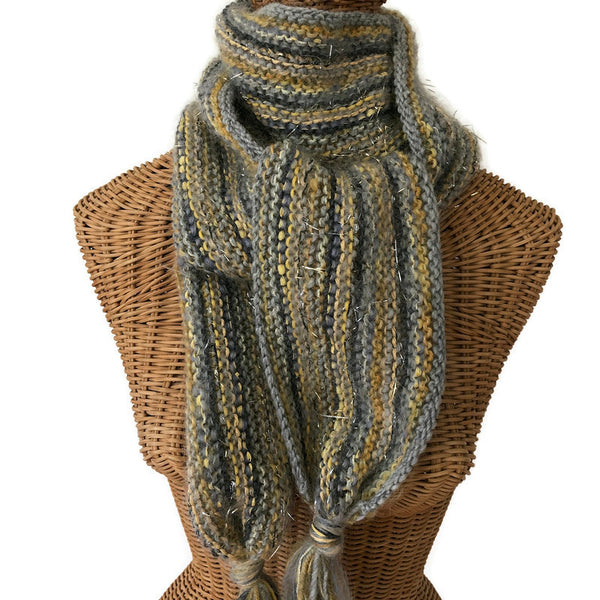 Hand Knit Scarf Gray FUSION