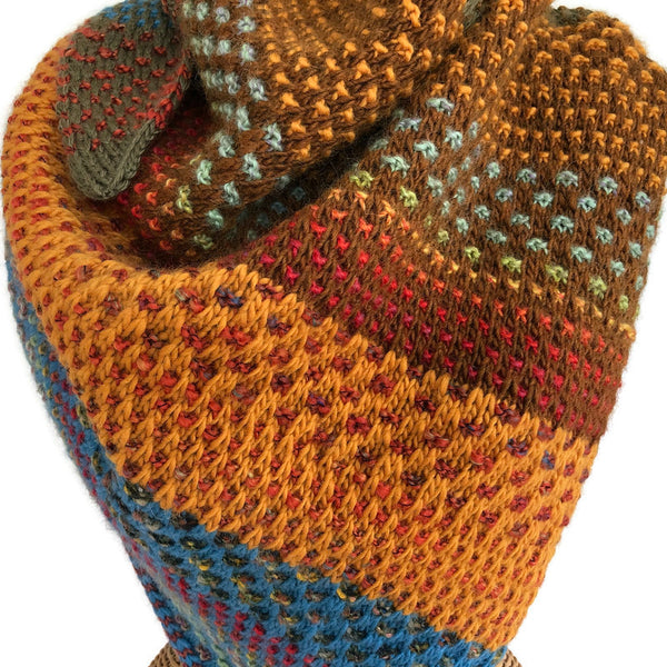 Triangular Scarf Shawl Multi Colored Wool Mohair