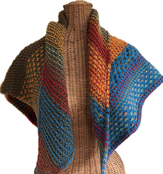 Triangular Scarf Shawl Multi Colored Wool Mohair