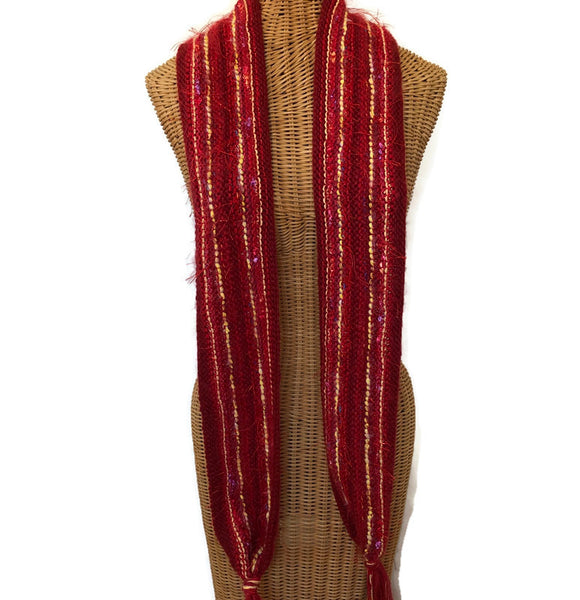 Hand Knit Scarf Red FUSION
