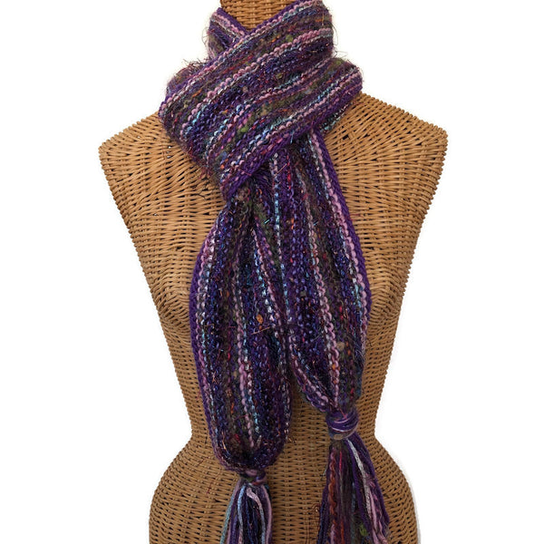 Hand Knit Scarf Purple FUSION