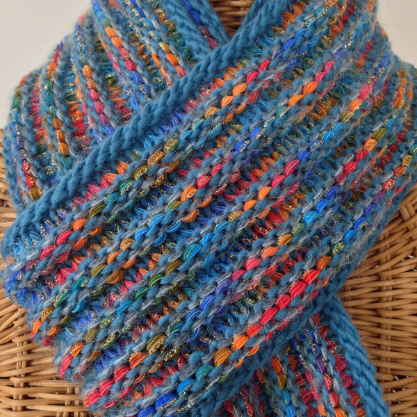 Hand Knit Scarf Blue