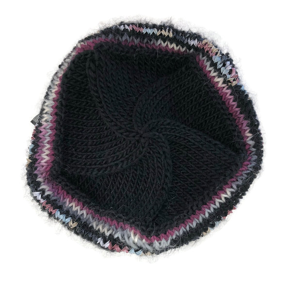 black hand knit beanie 