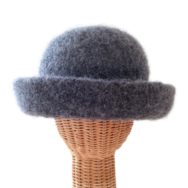 Bowler Style Felted Hat Gray Wool