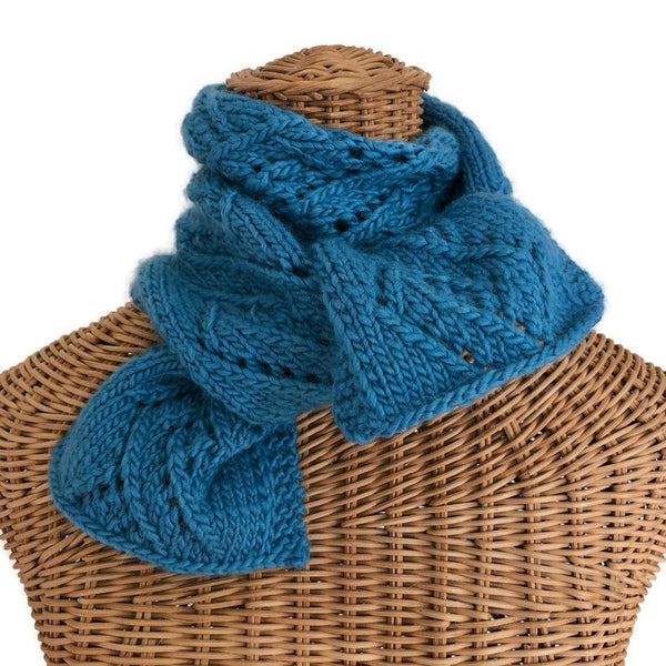 Hand Knit Scarf Blue Slate