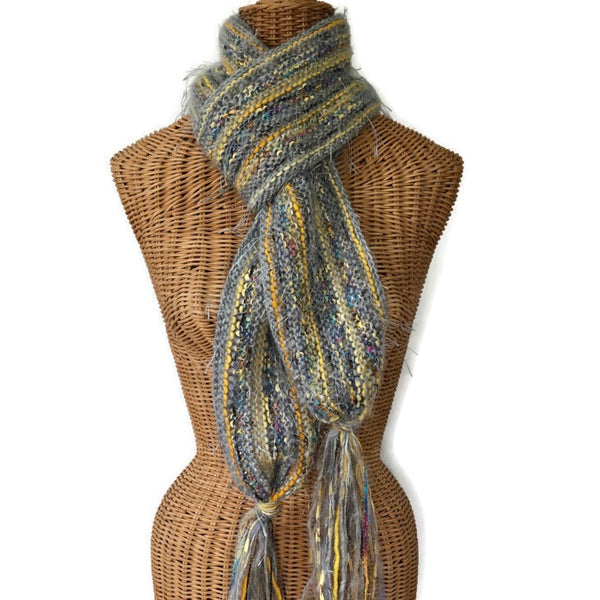 Hand Knit Scarf Gray FUSION