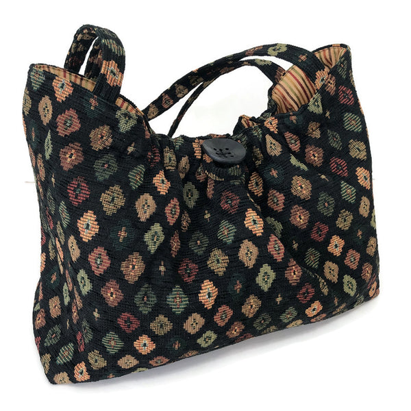 black shoulder knitting bag