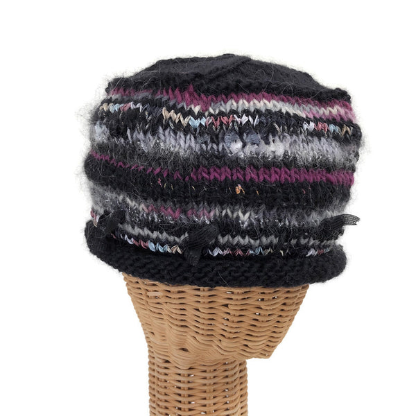 black hand knit beanie