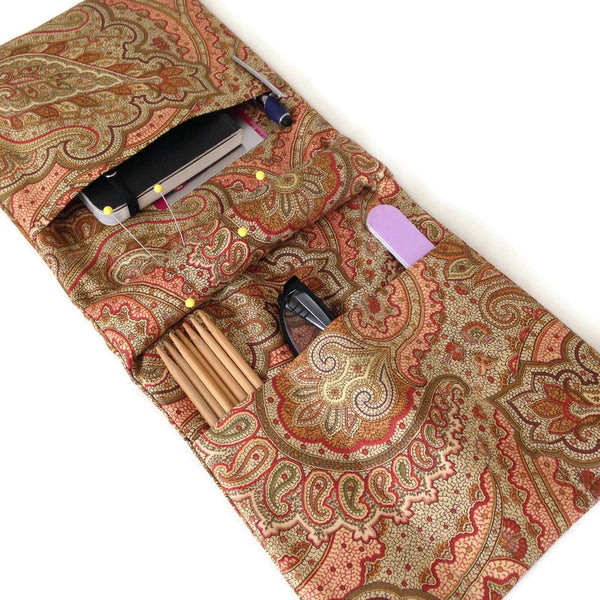 Knitter's Armchair Caddy Brown Paisley