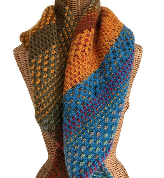 Triangular Scarf Shawl Multi Colored Wool Mohair