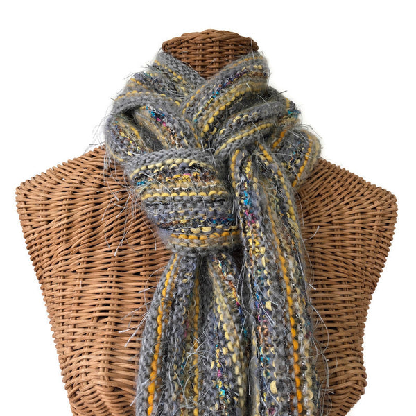 Hand Knit Scarf Gray FUSION