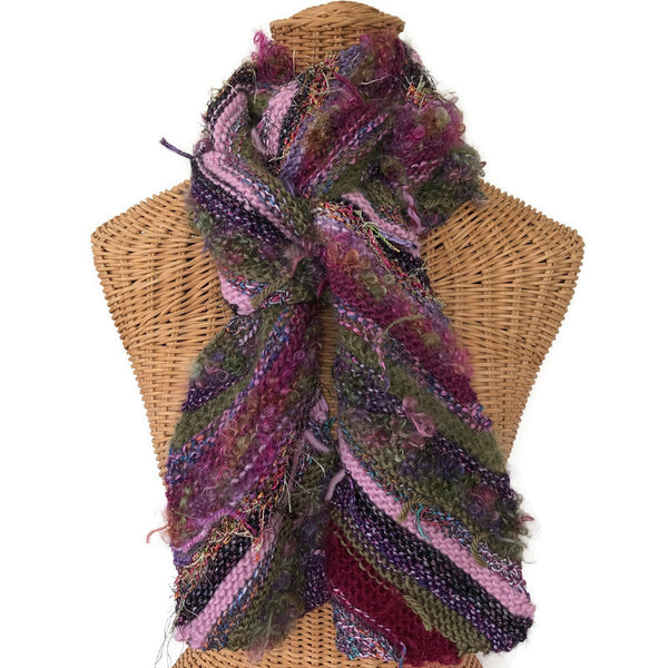 Boho Style Scarf Mauve Bias Knit