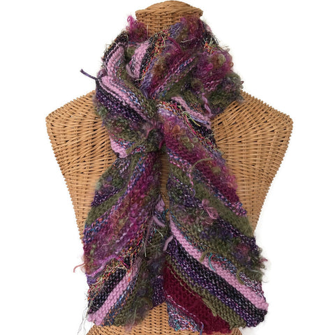 Boho Style Scarf Mauve Bias Knit