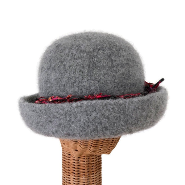 Bowler Style Felted Hat Gray Wool