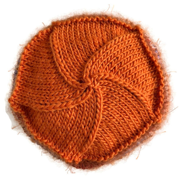 orange hand knit beanie