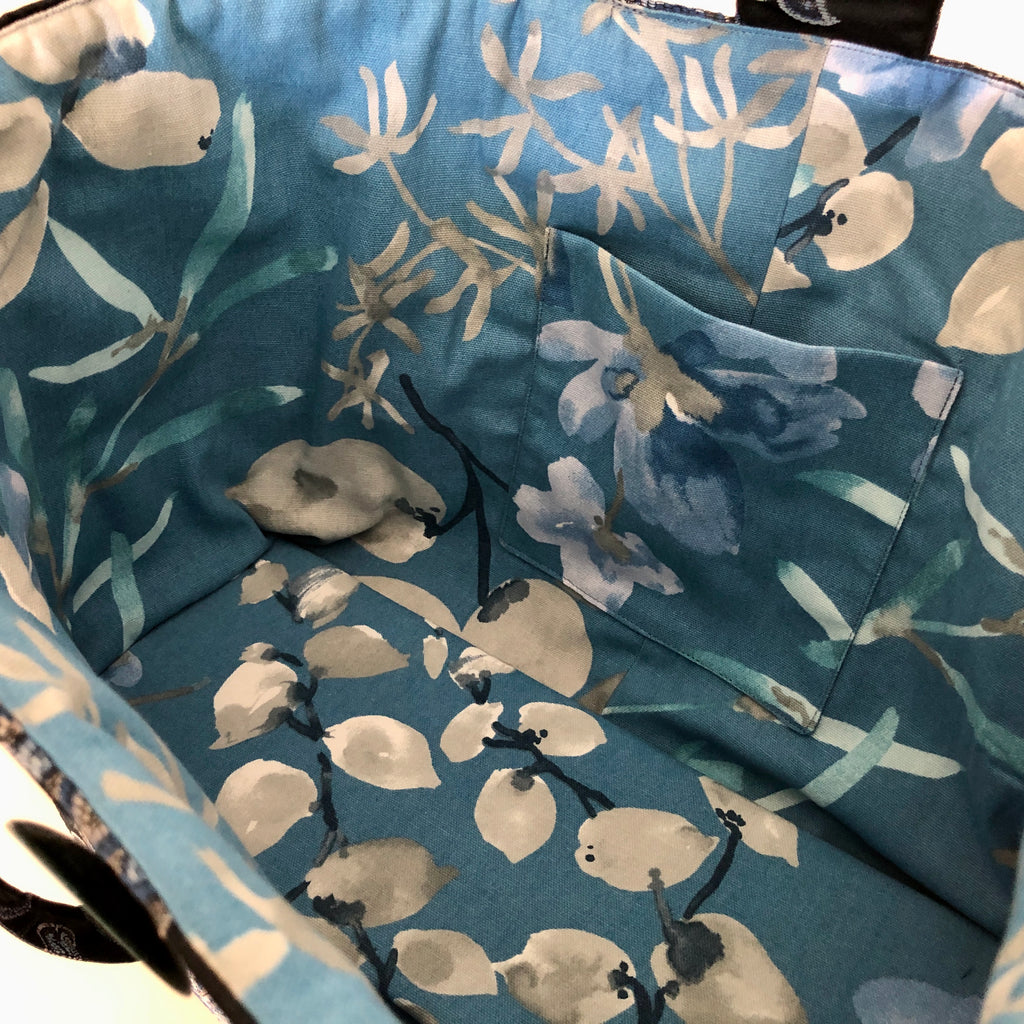 Large Knitting Bag Blue Embroidered – Buttermilk Cottage