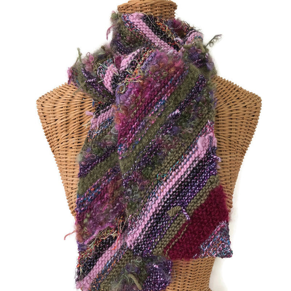 Boho Style Scarf Mauve Bias Knit
