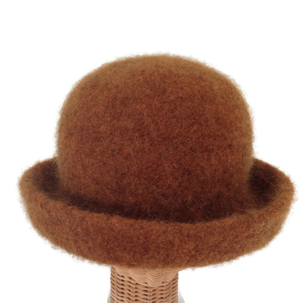 Bowler Style Felted Hat Brown Wool