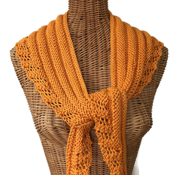 Lacy Knit Scarf Cotton Wool Mustard Yellow