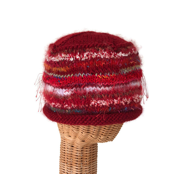 red hand knit beanie