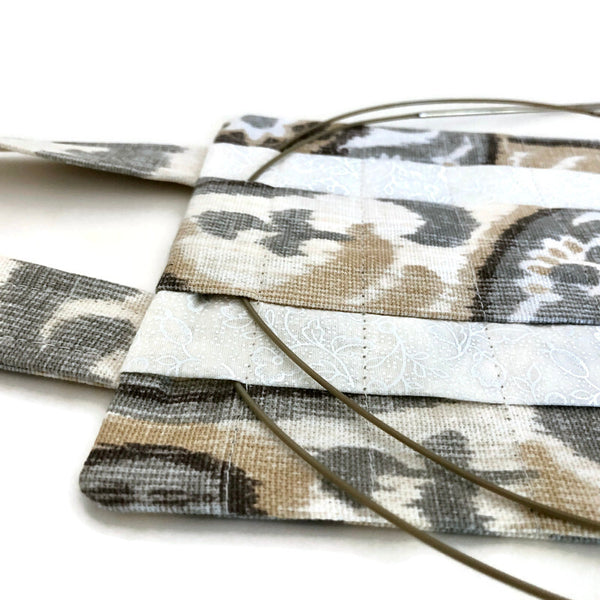 Hanging Circular Needle Organizer Gray and Yellow Ikat