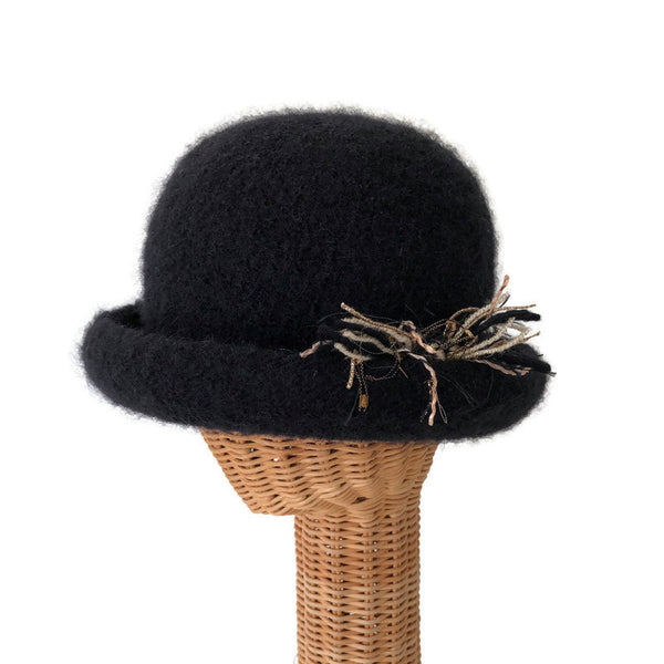 Derby Style Felted Hat Black Wool