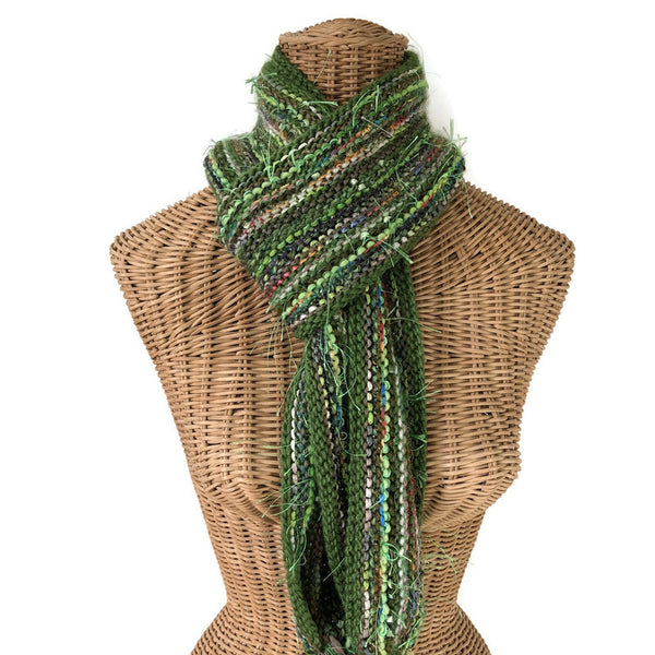 Hand Knit Scarf Green FUSION