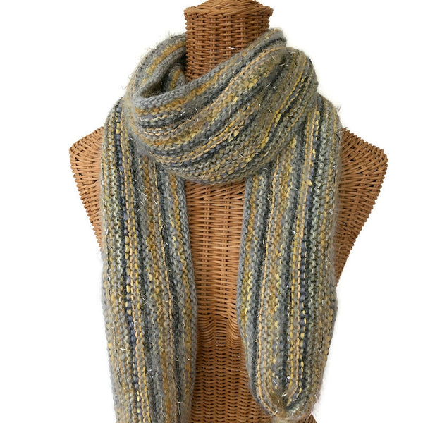 Hand Knit Scarf Gray FUSION