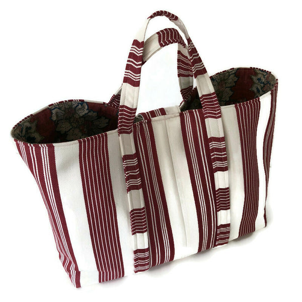 Large Knitting Bag Red and White Stripe