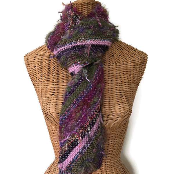 Boho Style Scarf Mauve Bias Knit